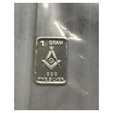 1 Gram Masonic Silver Bar