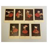 1905 Little Girl Days of The Week Postcard Set