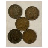 1890, 1900, 1901, 1902 & 1907 Indian Cents