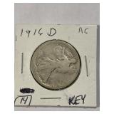 1916-D Liberty Walking Half Dollar Semi Key