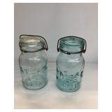 2 Atlas Wire Top Jars- Blue