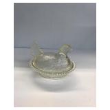 Old Glass Hen On Hobnob Nest