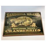 Sandhill Brand Cranberries tin sign