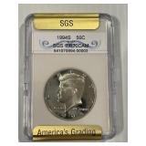 1994-S SGS PR 70 CAM Silver JFK Half