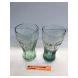 2 Bottle Green 16oz Coca Cola Glasses Libby G
