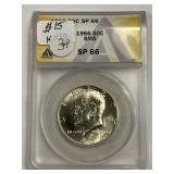 1966 Anacs SMS SP66 Silver JFK