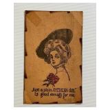 1908 American Girl Leather Postcard