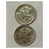 1941-P, 1942-P BU Mercury Dimes x2
