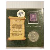 Susan B Anthony Tribute Coin & Stamp