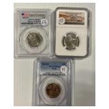 2009-D Pegs MS64, 2020-D MS67 2022-P MS66 x3 qtrs