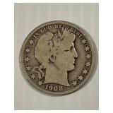1908-D Barber Half Dollar