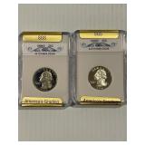 1994-S, 1996-S SGS PR70 CAM Silver Quarters x2