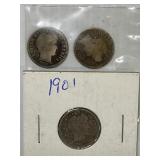1901,10 & 11 Barber Dimes