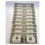 1999 One Dollar Bills in Sequence with Stars-10
