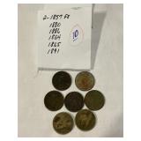 2-1857 FE, 1864, 65, 80, 86 & 1891 Indian Penniesx