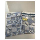 2 Light Blue and White quilt top panels 127" x90"