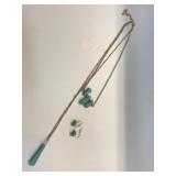 Turquoise/Gold Necklace & Ear Rings