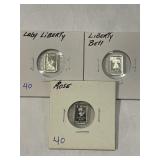 .999 Silver Bars 1gram ART Bars x3