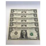 1999 One Dollar Bills in Sequence with Stars-5