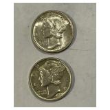 1941-P, 1943-P BU Mercury Dimes x2