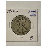 1919-S Liberty Walking Half Dollar Semi Key