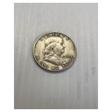 1950 D  Franklin Silver Half Dollar