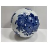 Large Antique Blue / White Carpet Ball
