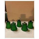 5 Green Glass Candle Holders