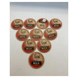 10 Klein Milk Bottle Caps-red