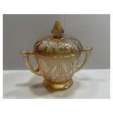 Yellow / Orange Carnival Glass Candy Dish