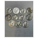 11 standing liberty silver quarters