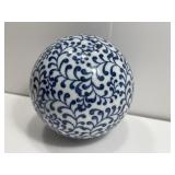 Large Antique Blue / White Carpet Ball