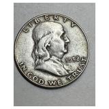 1952 D Franklin Silver Half Dollar