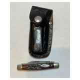 2.75" case knife in leather case