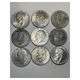 9 Bicentennial Large Ike Dollars