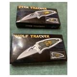 Deer and Wolf Tracker Knives in boxes