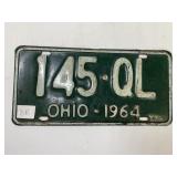 Ohio License Plate 1964