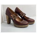 Vintage 1990s Leather and Wood Heels