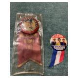 Welcome Home Ike WW2 Badge 1940s W/Ribbon