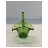 Rare 5" Green Glass Basket