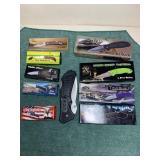 10 Different sized pocket knives 9 w/box 1 w/o box