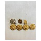 Lot of 7 USA Anitque buttons 5 marked