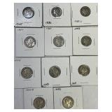 11 Different Dated Silver Mercury Dimes