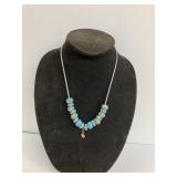 18" Necklace hand painted beads crystal pendent st