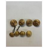 Lot of 8 Antique military coat buttons 4 marked