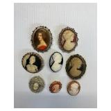 8 Cameo Brooch Pins