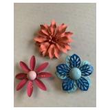 3 Pins-Pink/Blue/Salmon Flowers