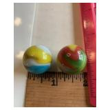 2 Multicolored Corkscrew like styled marbes 7/8"