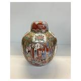 Antique Ginger Jar 7 1/2 tall oriental figures