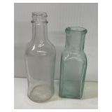 Lot of 2 Clear Antique marked blue bottle